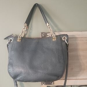 Henri Bendel Charcoal Leather Shoulder Bag